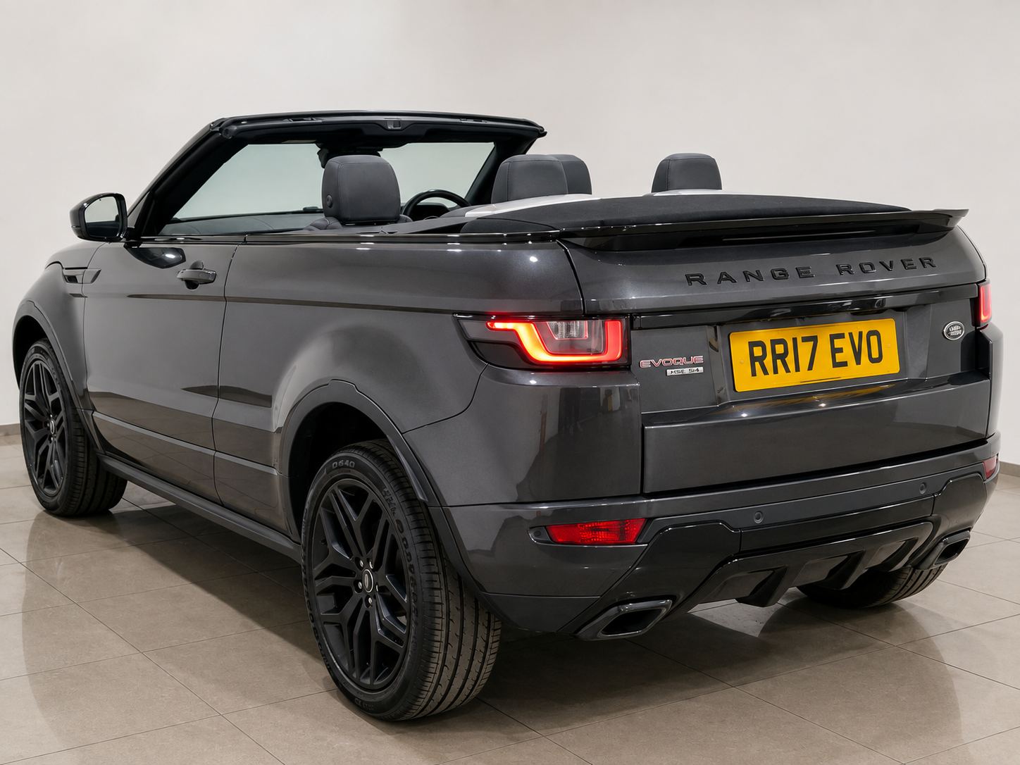 Evoque Convertible — rear three-quarter, roof down